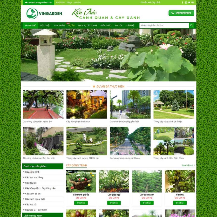Theme WordPress bán cây xanh, kiến trúc cảnh quan