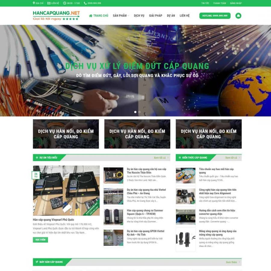 Theme WordPress dịch vụ hàn cáp quang