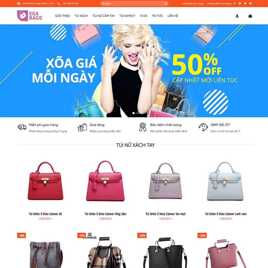 Theme WordPress bán túi xách