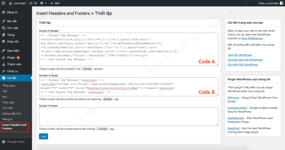 Hướng dẫn chèn thêm code vào website Wordpress đơn giản nhất