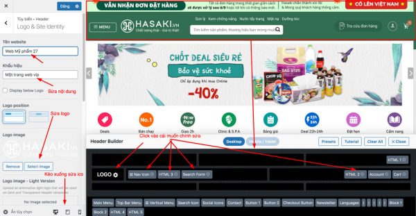 Hướng dẫn chỉnh sửa Header theme Flatsome Wordpress
