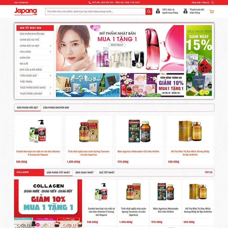 Theme WordPress siêu thị hàng nội địa Nhật
